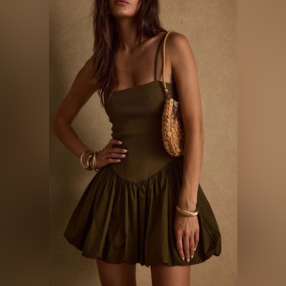 12th Tribe Eternal Olive Bubble Hem Mini